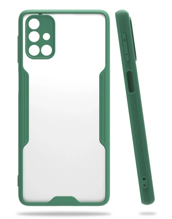 Newface Samsung Galaxy M31S Kılıf Platin Silikon - Yeşil