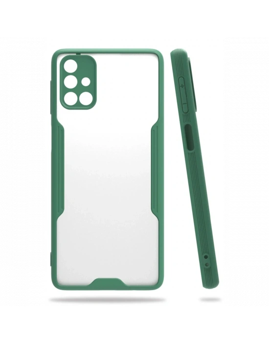 Newface Samsung Galaxy M31S Kılıf Platin Silikon - Yeşil