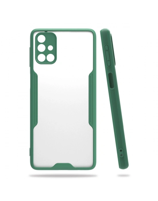 Newface Samsung Galaxy M31S Kılıf Platin Silikon - Yeşil