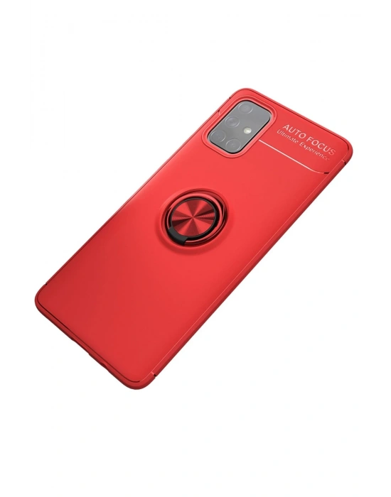 Newface Samsung Galaxy M31S Kılıf Range Yüzüklü Silikon - Kırmızı