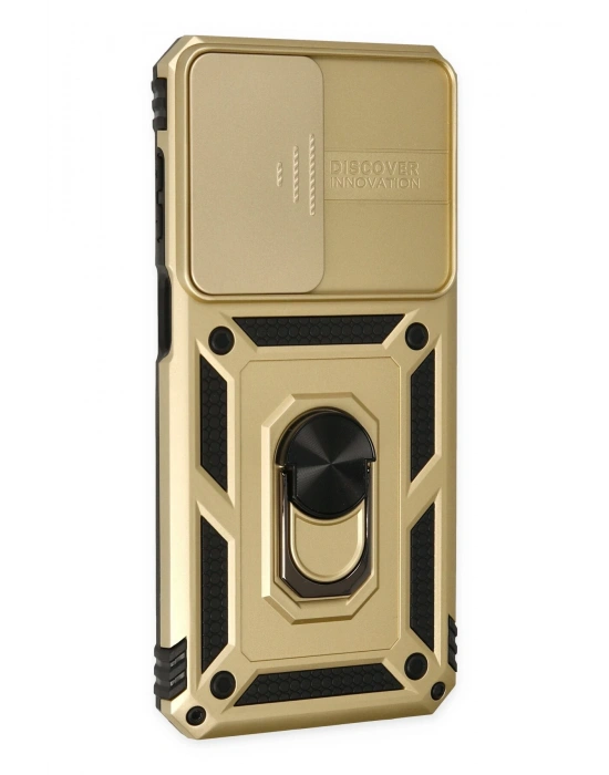 Newface Samsung Galaxy M33 Kılıf Pars Lens Yüzüklü Silikon - Gold