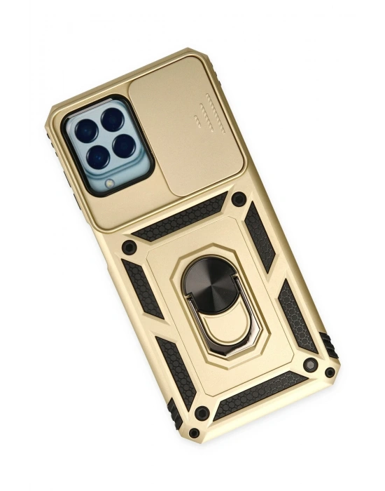 Newface Samsung Galaxy M33 Kılıf Pars Lens Yüzüklü Silikon - Gold