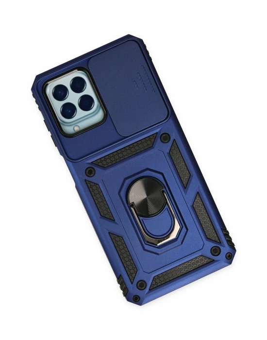 Newface Samsung Galaxy M33 Kılıf Pars Lens Yüzüklü Silikon - Lacivert