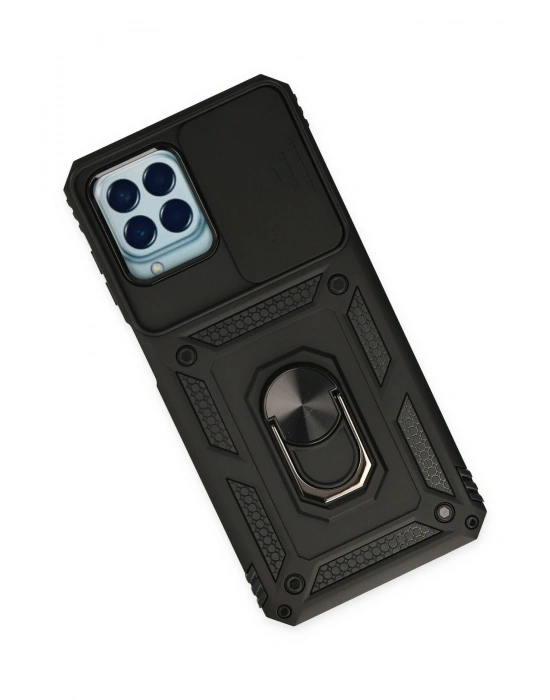 Newface Samsung Galaxy M33 Kılıf Pars Lens Yüzüklü Silikon - Siyah