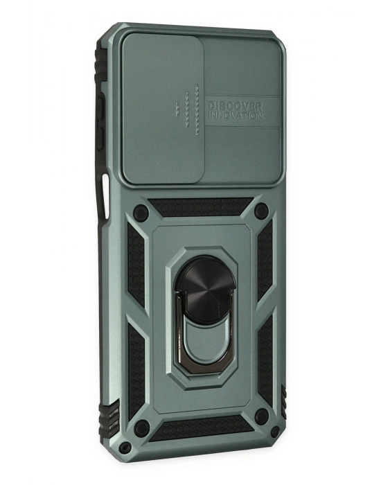 Newface Samsung Galaxy M33 Kılıf Pars Lens Yüzüklü Silikon - Yeşil