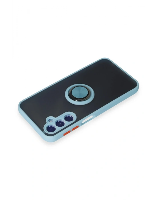 Newface Samsung Galaxy M34 5G Kılıf Montreal Yüzüklü Silikon Kapak - Buz Mavi