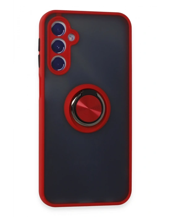 Newface Samsung Galaxy M34 5G Kılıf Montreal Yüzüklü Silikon Kapak - Kırmızı