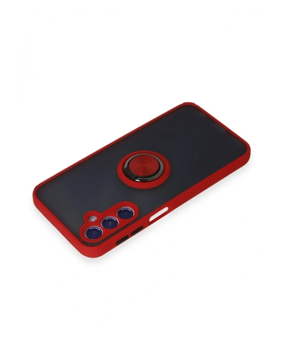 Newface Samsung Galaxy M34 5G Kılıf Montreal Yüzüklü Silikon Kapak - Kırmızı
