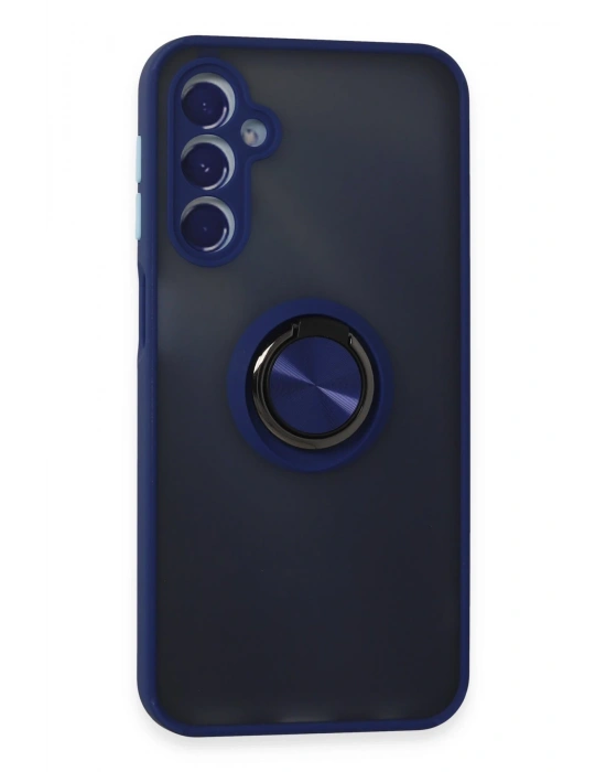 Newface Samsung Galaxy M34 5G Kılıf Montreal Yüzüklü Silikon Kapak - Lacivert