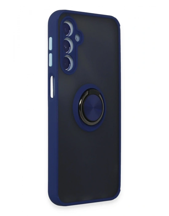 Newface Samsung Galaxy M34 5G Kılıf Montreal Yüzüklü Silikon Kapak - Lacivert