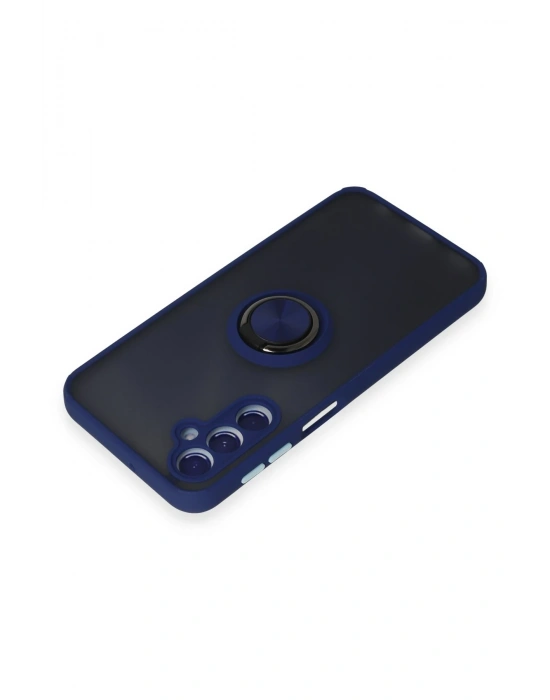 Newface Samsung Galaxy M34 5G Kılıf Montreal Yüzüklü Silikon Kapak - Lacivert