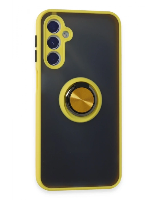 Newface Samsung Galaxy M34 5G Kılıf Montreal Yüzüklü Silikon Kapak - Sarı