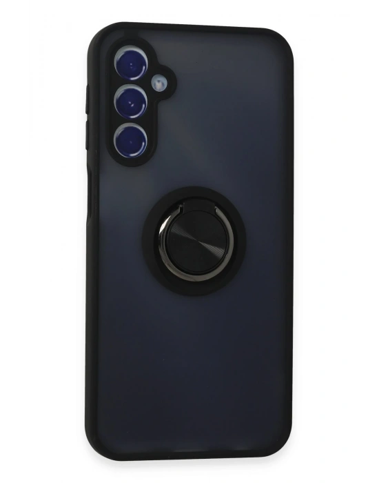 Newface Samsung Galaxy M34 5G Kılıf Montreal Yüzüklü Silikon Kapak - Siyah