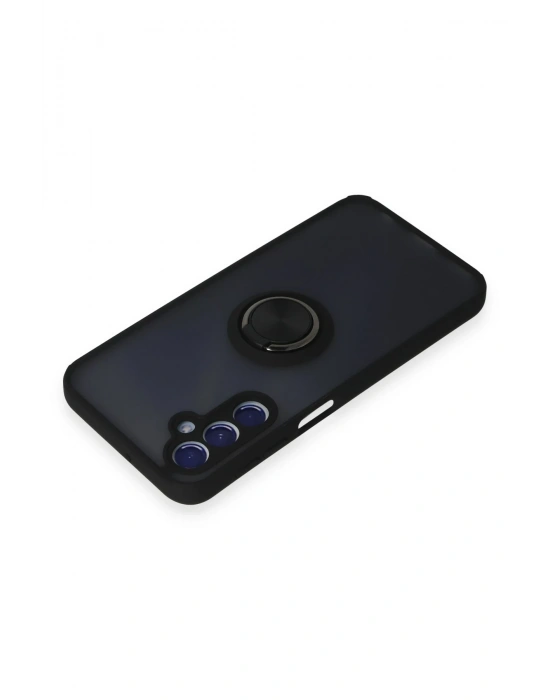 Newface Samsung Galaxy M34 5G Kılıf Montreal Yüzüklü Silikon Kapak - Siyah