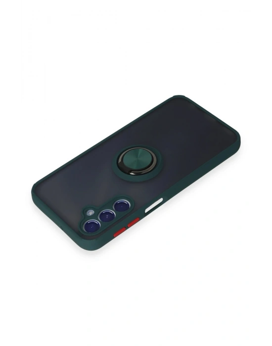 Newface Samsung Galaxy M34 5G Kılıf Montreal Yüzüklü Silikon Kapak - Yeşil