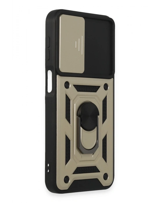 Newface Samsung Galaxy M34 5G Kılıf Pars Lens Yüzüklü Silikon - Gold