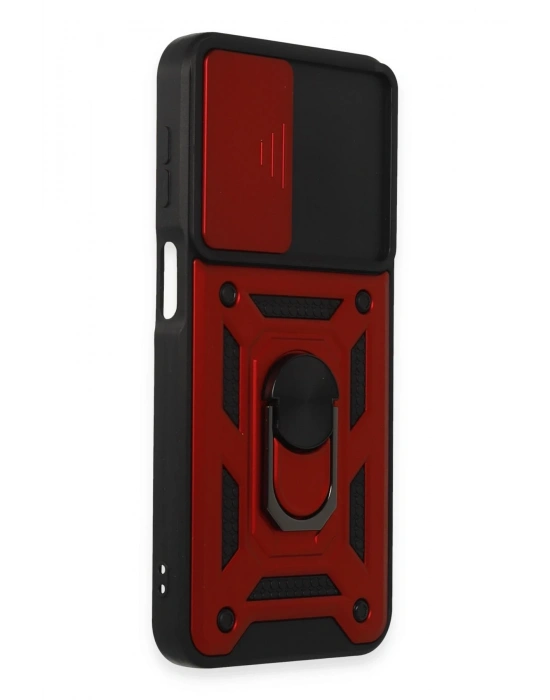 Newface Samsung Galaxy M34 5G Kılıf Pars Lens Yüzüklü Silikon - Kırmızı