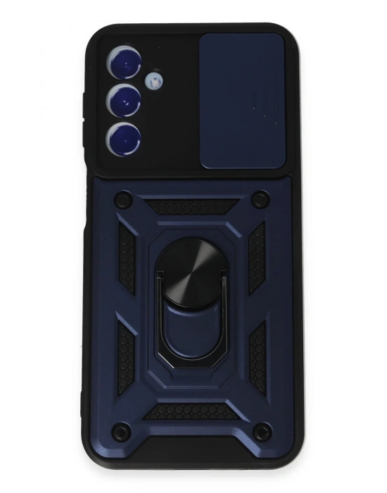 Newface Samsung Galaxy M34 5G Kılıf Pars Lens Yüzüklü Silikon - Lacivert