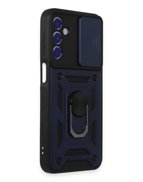 Newface Samsung Galaxy M34 5G Kılıf Pars Lens Yüzüklü Silikon - Lacivert