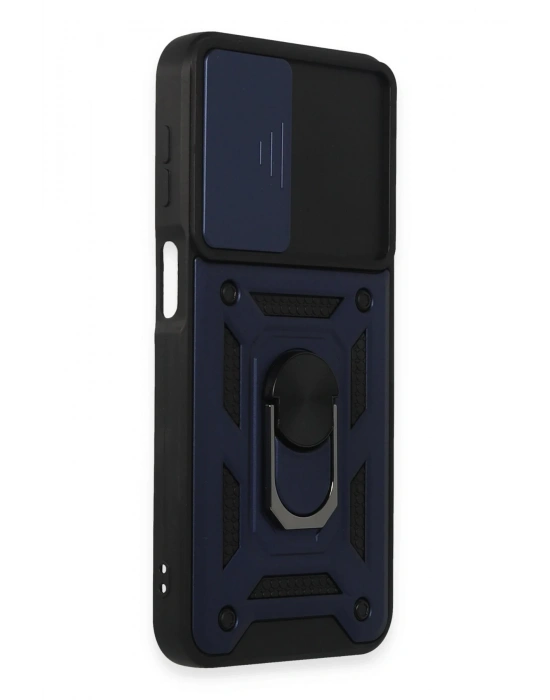 Newface Samsung Galaxy M34 5G Kılıf Pars Lens Yüzüklü Silikon - Lacivert