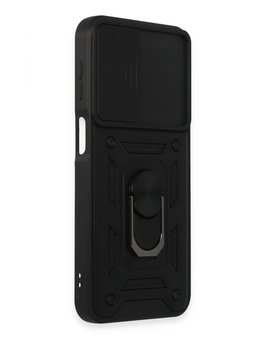 Newface Samsung Galaxy M34 5G Kılıf Pars Lens Yüzüklü Silikon - Siyah