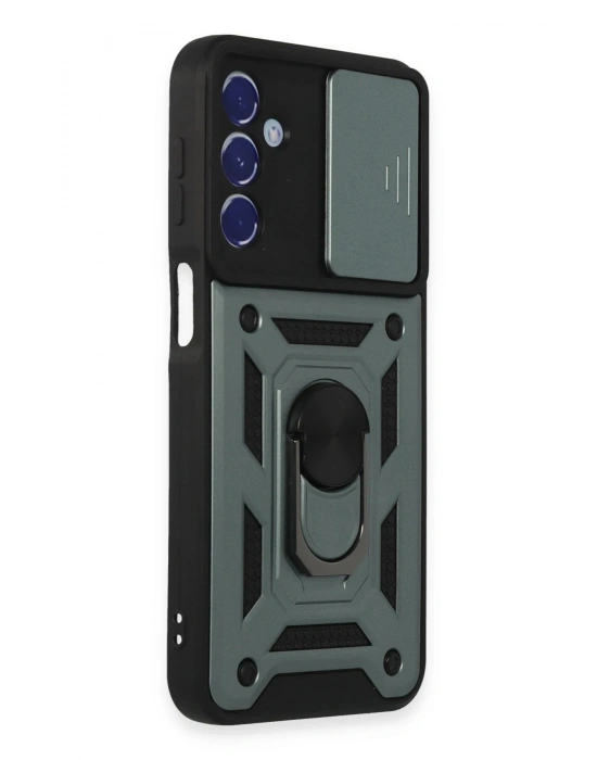 Newface Samsung Galaxy M34 5G Kılıf Pars Lens Yüzüklü Silikon - Yeşil