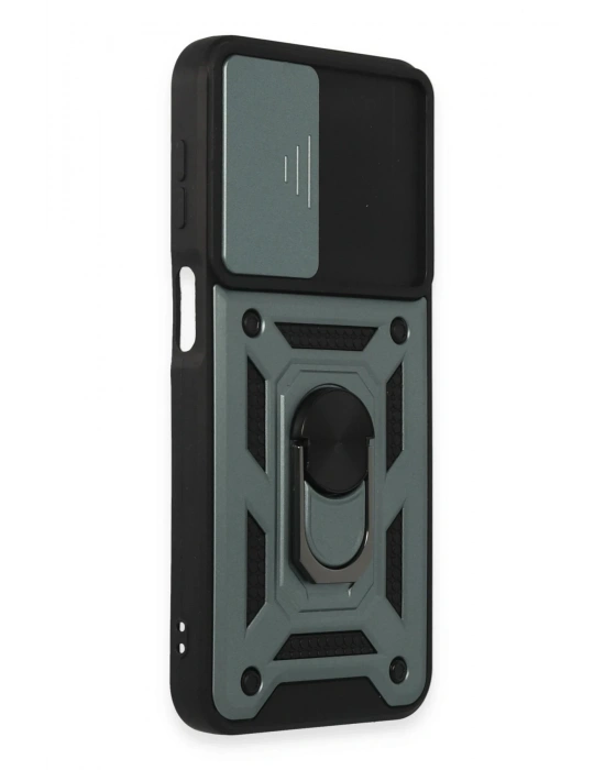 Newface Samsung Galaxy M34 5G Kılıf Pars Lens Yüzüklü Silikon - Yeşil