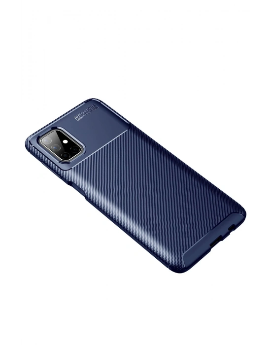 Newface Samsung Galaxy M51 Kılıf Auto Focus Karbon Kapak - Lacivert