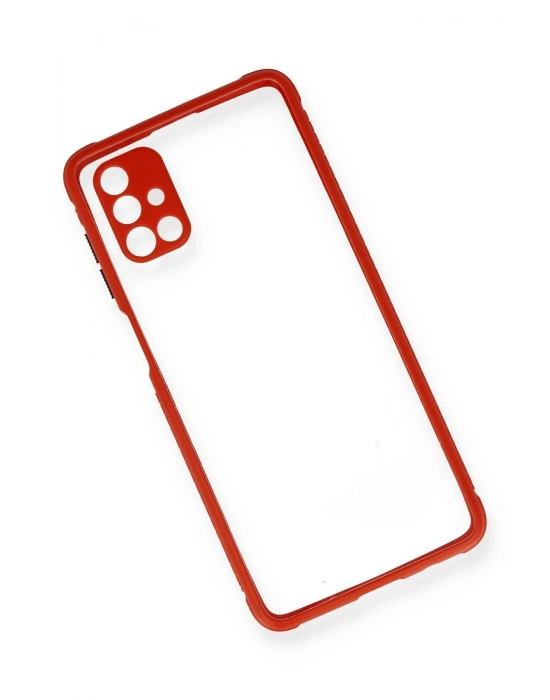 Newface Samsung Galaxy M51 Kılıf Miami Şeffaf Silikon - Kırmızı