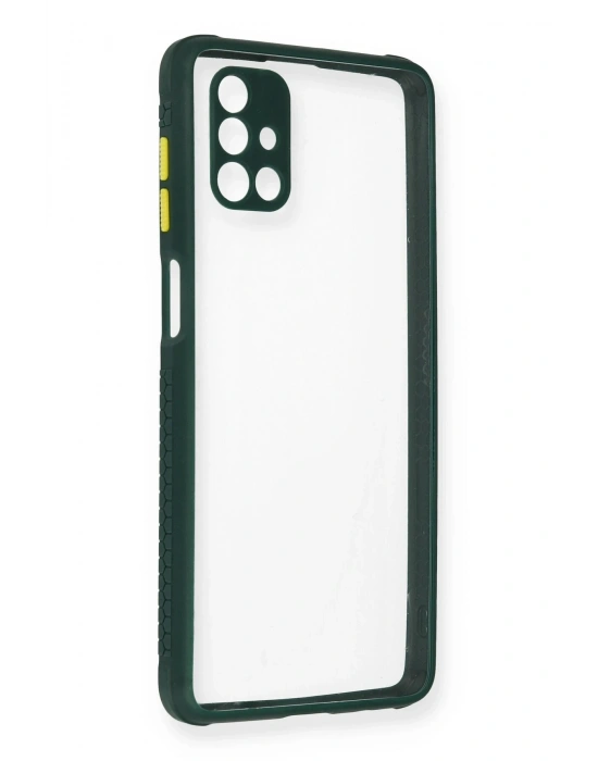Newface Samsung Galaxy M51 Kılıf Miami Şeffaf Silikon - Koyu Yeşil