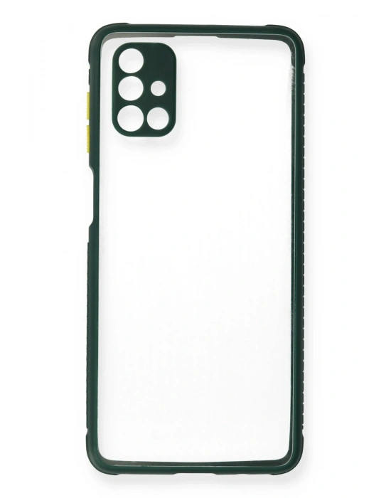 Newface Samsung Galaxy M51 Kılıf Miami Şeffaf Silikon - Koyu Yeşil