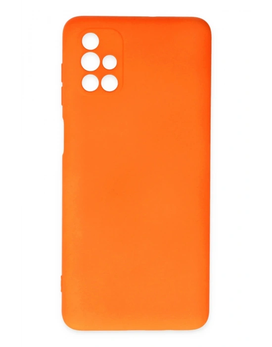 Newface Samsung Galaxy M51 Kılıf Nano içi Kadife Silikon - Turuncu