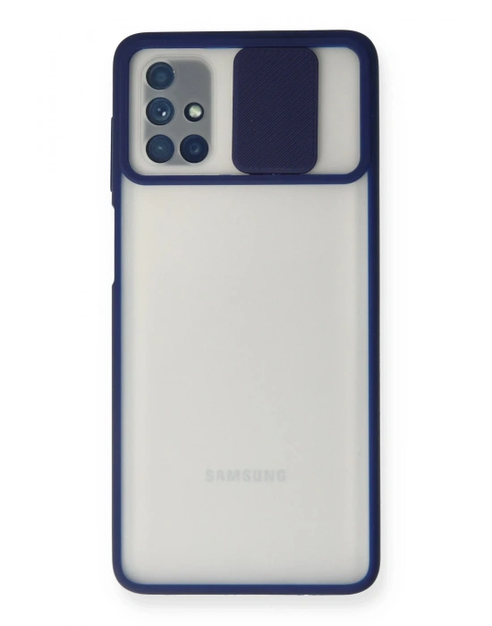 Newface Samsung Galaxy M51 Kılıf Palm Buzlu Kamera Sürgülü Silikon - Lacivert