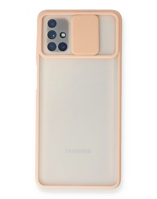 Newface Samsung Galaxy M51 Kılıf Palm Buzlu Kamera Sürgülü Silikon - Pembe