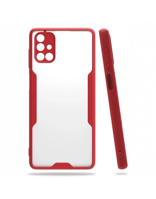 Newface Samsung Galaxy M51 Kılıf Platin Silikon - Kırmızı