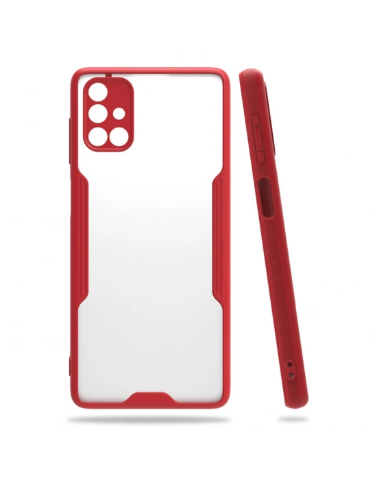 Newface Samsung Galaxy M51 Kılıf Platin Silikon - Kırmızı
