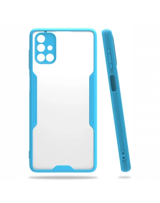Newface Samsung Galaxy M51 Kılıf Platin Silikon - Mavi