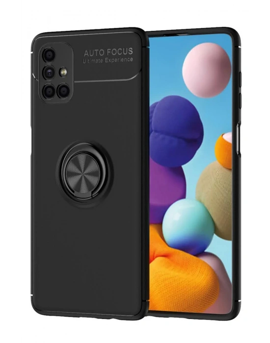 Newface Samsung Galaxy M51 Kılıf Range Yüzüklü Silikon - Siyah