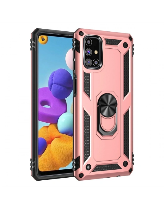 Newface Samsung Galaxy M51 Kılıf Sofya Yüzüklü Silikon Kapak - Rose