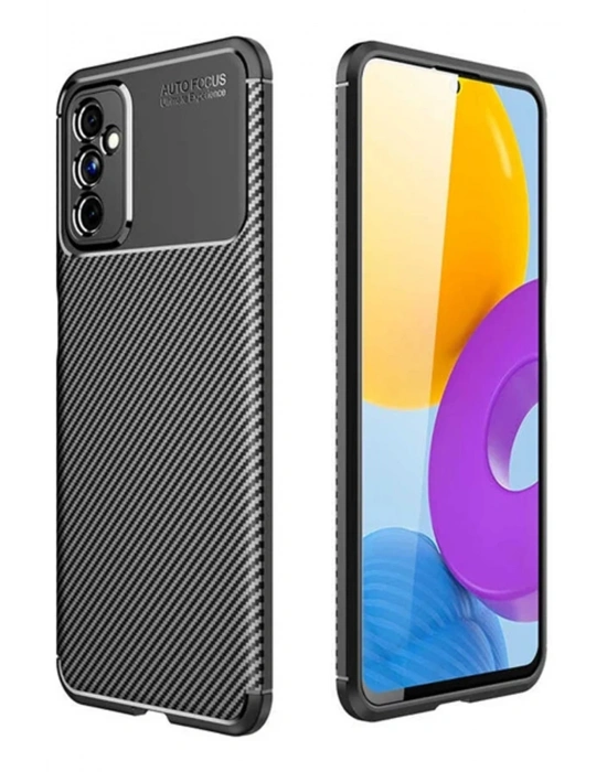 Newface Samsung Galaxy M52 5G Kılıf Auto Focus Karbon Kapak - Siyah