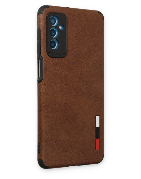 Newface Samsung Galaxy M52 5G Kılıf Loop Deri Silikon - Kahverengi