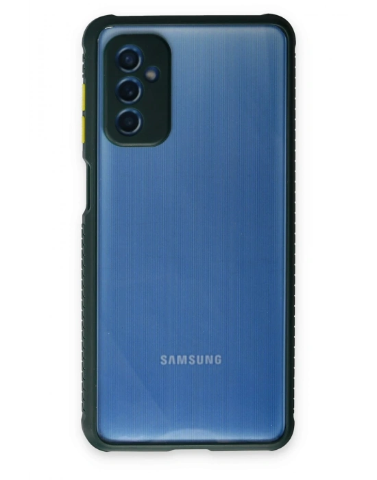 Newface Samsung Galaxy M52 5G Kılıf Miami Şeffaf Silikon - Koyu Yeşil