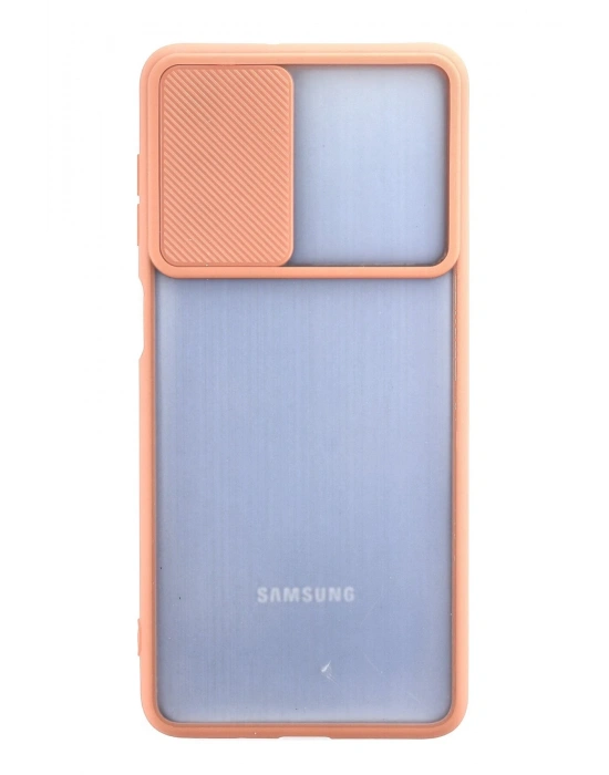 Newface Samsung Galaxy M52 5G Kılıf Palm Buzlu Kamera Sürgülü Silikon - Pembe