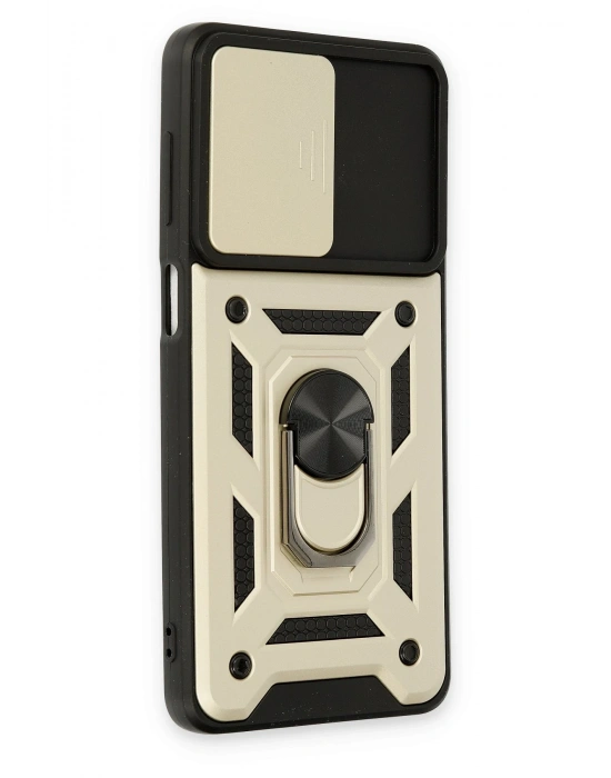 Newface Samsung Galaxy M52 5G Kılıf Pars Lens Yüzüklü Silikon - Gold