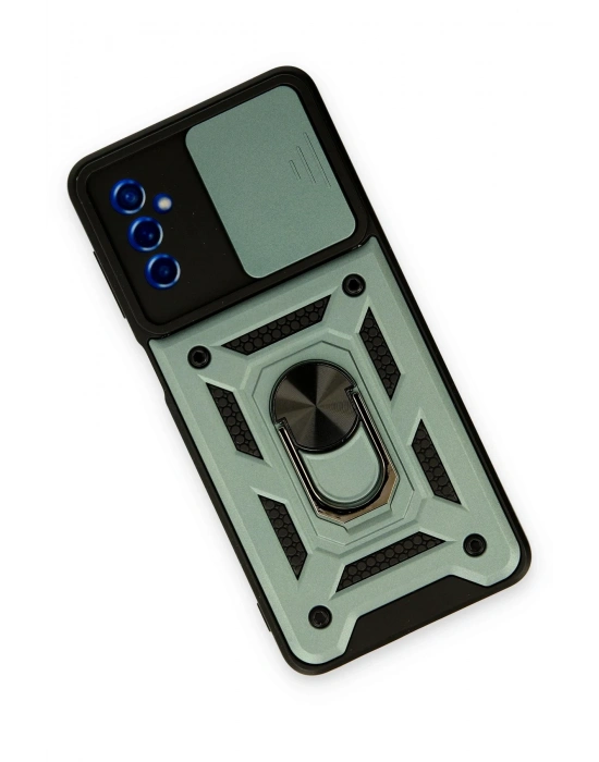 Newface Samsung Galaxy M52 5G Kılıf Pars Lens Yüzüklü Silikon - Yeşil