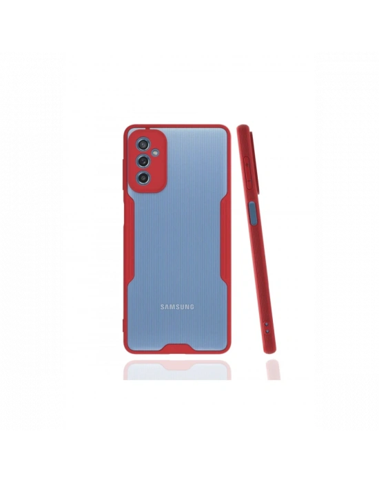 Newface Samsung Galaxy M52 5G Kılıf Platin Silikon - Kırmızı