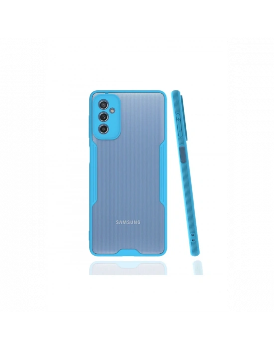 Newface Samsung Galaxy M52 5G Kılıf Platin Silikon - Mavi