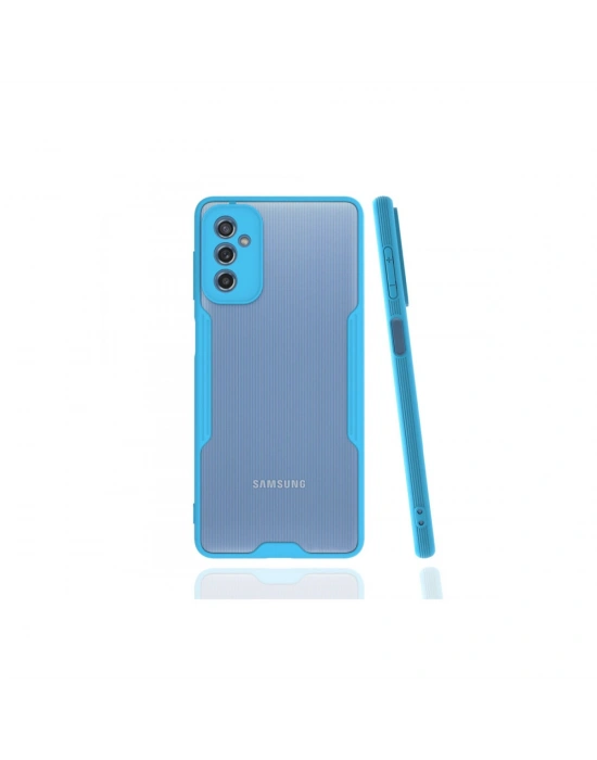 Newface Samsung Galaxy M52 5G Kılıf Platin Silikon - Mavi