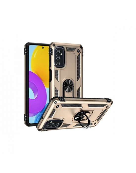 Newface Samsung Galaxy M52 5G Kılıf Sofya Yüzüklü Silikon Kapak - Gold