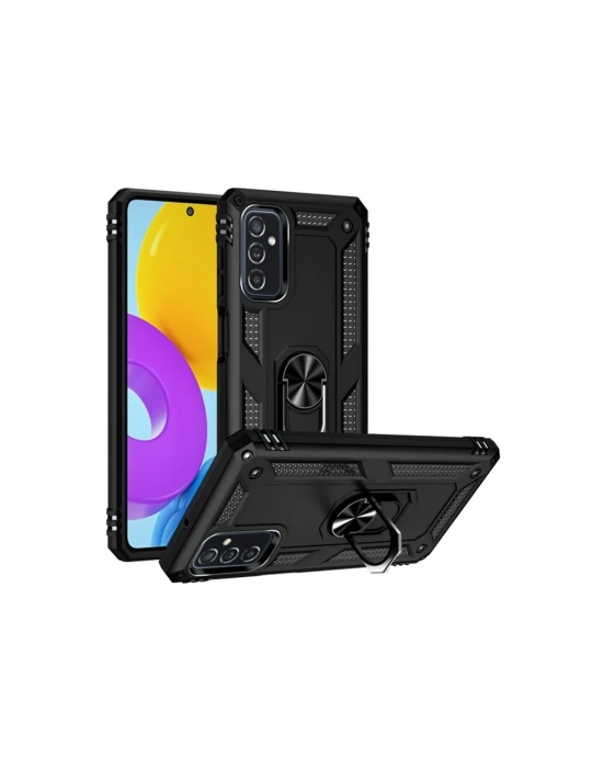 Newface Samsung Galaxy M52 5G Kılıf Sofya Yüzüklü Silikon Kapak - Siyah